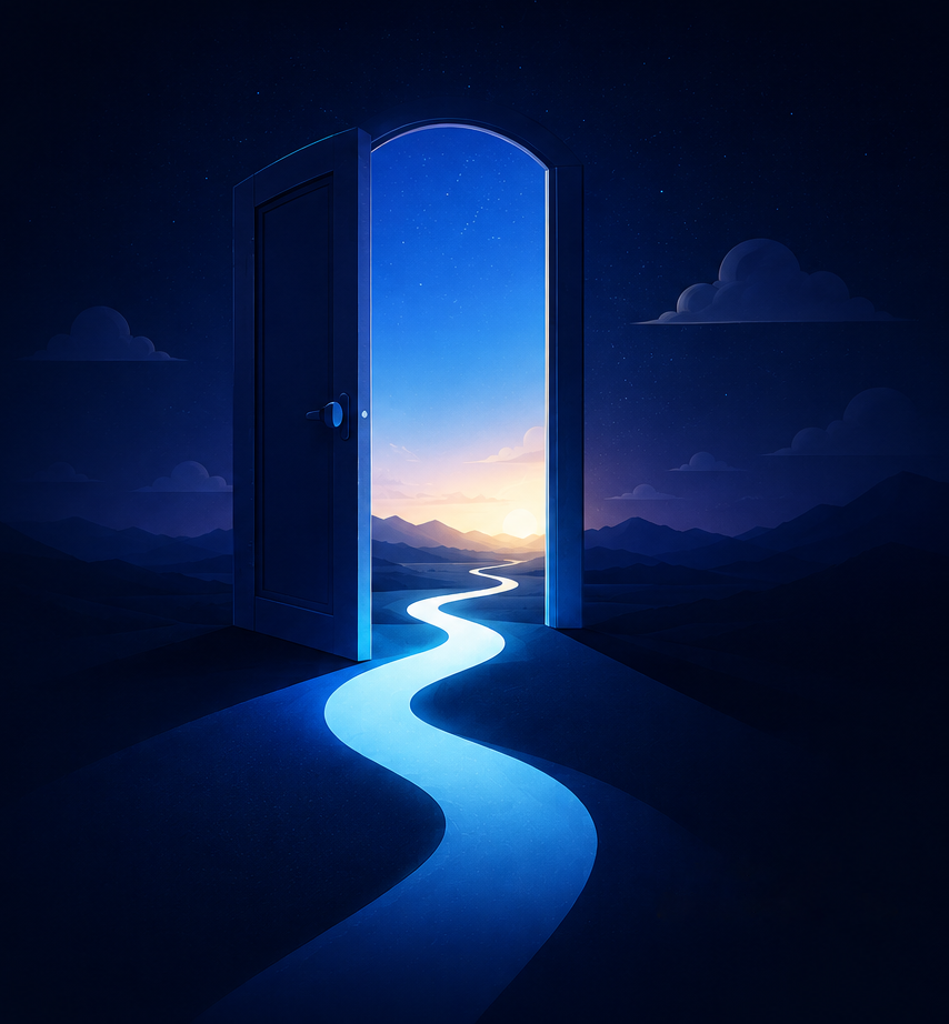 Open door to a bright HorizonVPN connection path